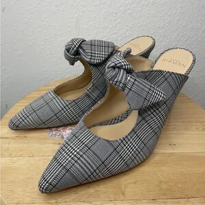 Alexandre Birman Women's Gray Plaid Mules Heels Size 7.5